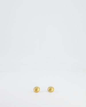 Chanel Vintage Brushed Gold CC Logo Round Clip-On Earrings