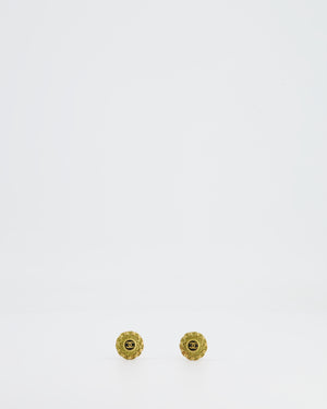 Chanel Vintage Yellow Gold and Black CC Logo Round Clip-On Earrings