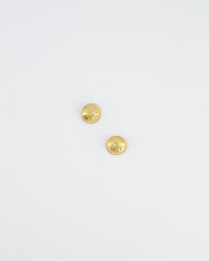 Chanel Vintage Brushed Gold CC Logo Round Clip-On Earrings