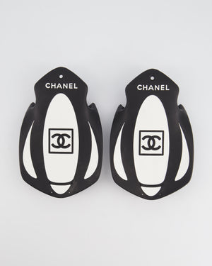 Chanel Vintage 1990's Black, White Logo Printed Padel Gloves