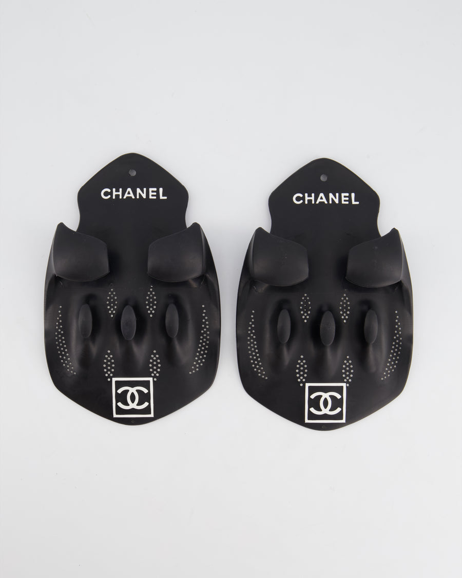 Chanel Vintage 1990's Black, White Logo Printed Padel Gloves