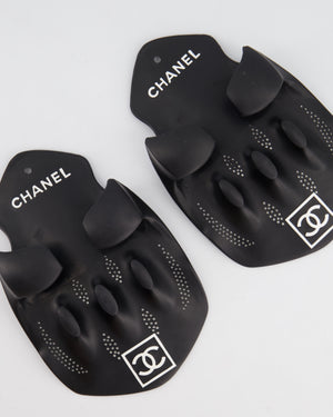 Chanel Vintage 1990's Black, White Logo Printed Padel Gloves