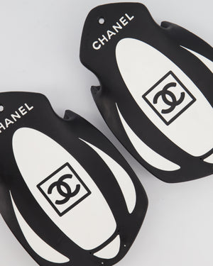 Chanel Vintage 1990's Black, White Logo Printed Padel Gloves