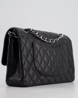 Chanel Medium Black Classic Double Flap Bag in Caviar Leather with Silver Hardware