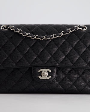 Chanel Medium Black Classic Double Flap Bag in Caviar Leather with Silver Hardware