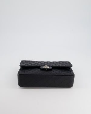 Chanel Medium Black Classic Double Flap Bag in Caviar Leather with Silver Hardware