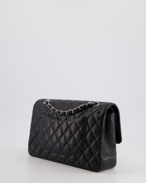 Chanel Medium Black Classic Double Flap Bag in Caviar Leather with Silver Hardware