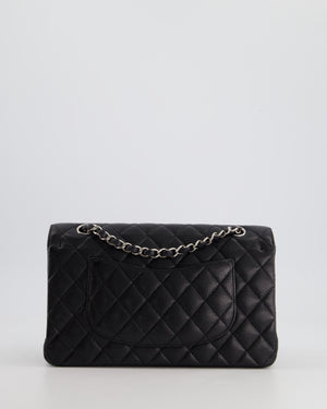 Chanel Medium Black Classic Double Flap Bag in Caviar Leather with Silver Hardware