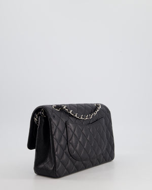 Chanel Medium Black Classic Double Flap Bag in Caviar Leather with Silver Hardware