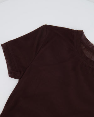 SIR the Label Chocolate Brown Round Neck Tulle T-Shirt Size IT 38 (UK 6)