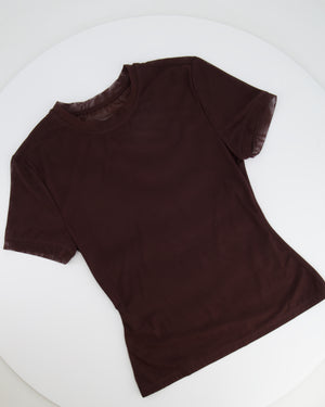 SIR the Label Chocolate Brown Round Neck Tulle T-Shirt Size IT 38 (UK 6)