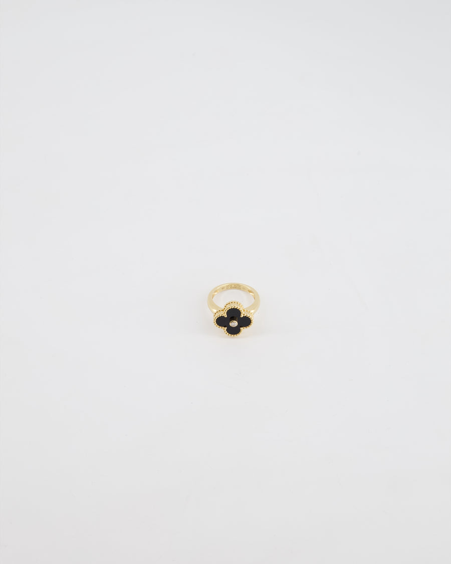 *HOT* Van Cleef & Arpels Yellow Gold, Onyx and 0.06ct Round-Cut Diamond Ring RRP £3350