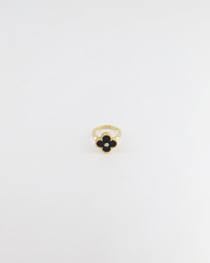 *HOT* Van Cleef & Arpels Yellow Gold, Onyx and 0.06ct Round-Cut Diamond Ring RRP £3350