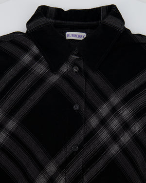 Burberry Black and White Checked Velvet Shirt IT 40 (UK 8)