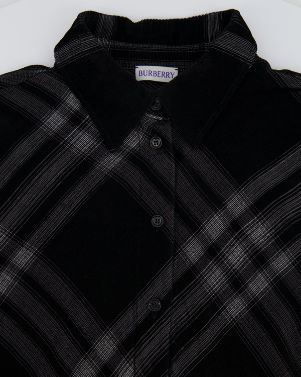 Burberry Black and White Checked Velvet Shirt IT 40 (UK 8)