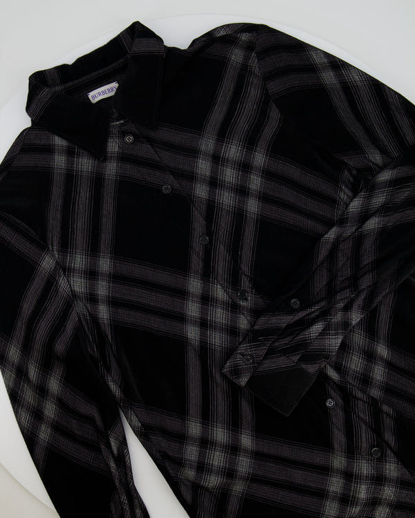 Burberry Black and White Checked Velvet Shirt IT 40 (UK 8)