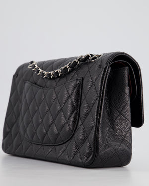 Chanel Medium Black Classic Double Flap Bag in Caviar Leather with Silver Hardware