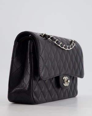 Chanel Medium Black Classic Double Flap Bag in Caviar Leather with Silver Hardware