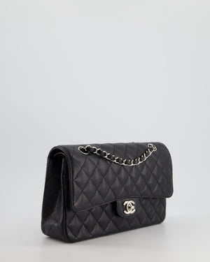 Chanel Medium Black Classic Double Flap Bag in Caviar Leather with Silver Hardware