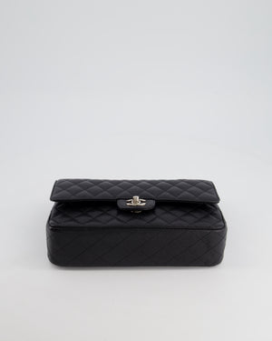 Chanel Medium Black Classic Double Flap Bag in Caviar Leather with Silver Hardware