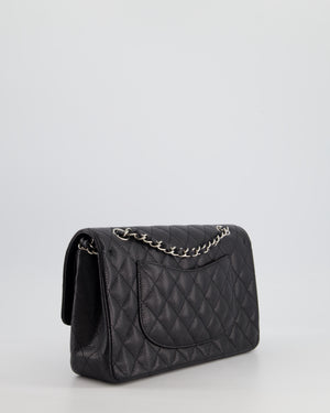 Chanel Medium Black Classic Double Flap Bag in Caviar Leather with Silver Hardware