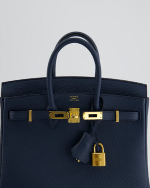 Hermès Birkin 25cm Retourne in Bleu De Prusse Togo Leather with Gold Hardware