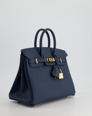 Hermès Birkin 25cm Retourne in Bleu De Prusse Togo Leather with Gold Hardware