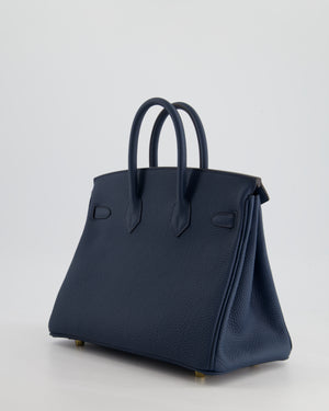 Hermès Birkin 25cm Retourne in Bleu De Prusse Togo Leather with Gold Hardware