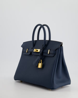 Hermès Birkin 25cm Retourne in Bleu De Prusse Togo Leather with Gold Hardware