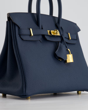 Hermès Birkin 25cm Retourne in Bleu De Prusse Togo Leather with Gold Hardware