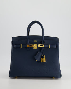 Hermès Birkin 25cm Retourne in Bleu De Prusse Togo Leather with Gold Hardware