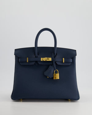 Hermès Birkin 25cm Retourne in Bleu De Prusse Togo Leather with Gold Hardware