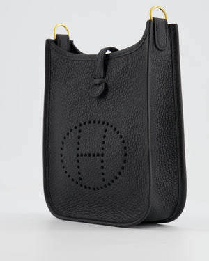 Hermès Mini Evelyne Bag in Black Clemence Leather with Gold Hardware