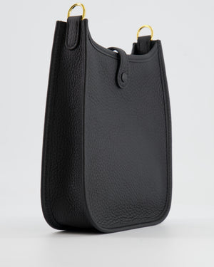 Hermès Mini Evelyne Bag in Black Clemence Leather with Gold Hardware