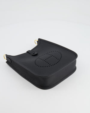 Hermès Mini Evelyne Bag in Black Clemence Leather with Gold Hardware