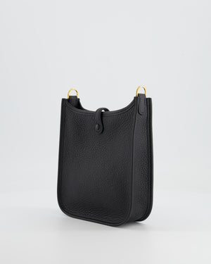 Hermès Mini Evelyne Bag in Black Clemence Leather with Gold Hardware