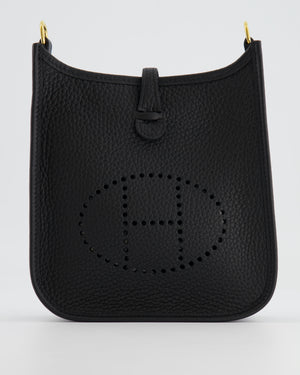 Hermès Mini Evelyne Bag in Black Clemence Leather with Gold Hardware