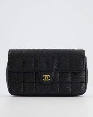 Chanel Black Caviar Leather Chocolate Bar Belt CC Logo Bag with Gold Hardware