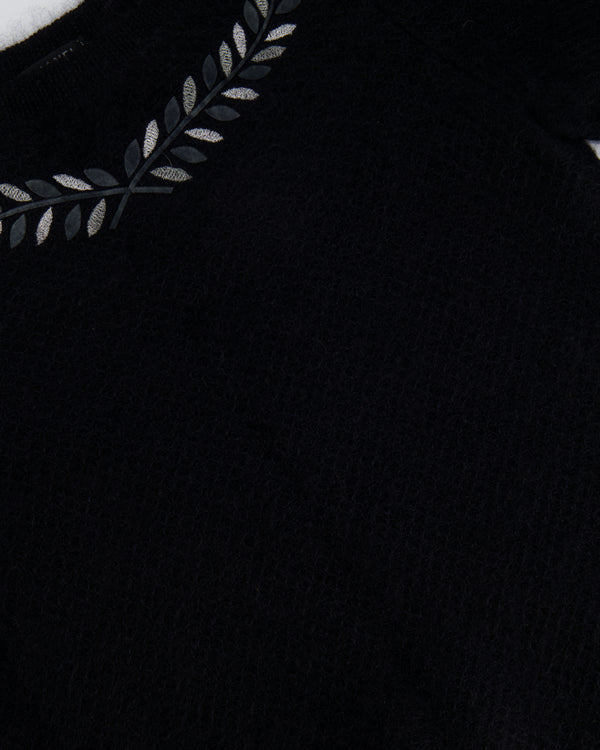 Chanel 16A Black Round Neck Jumper with Leaves Detail FR 36 (UK 8) RRP £1,600