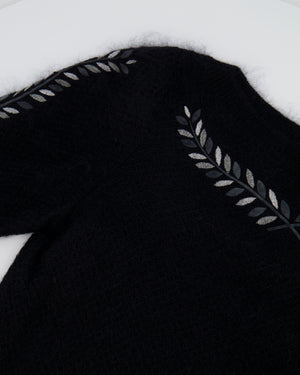 Chanel 16A Black Round Neck Jumper with Leaves Detail FR 36 (UK 8) RRP £1,600