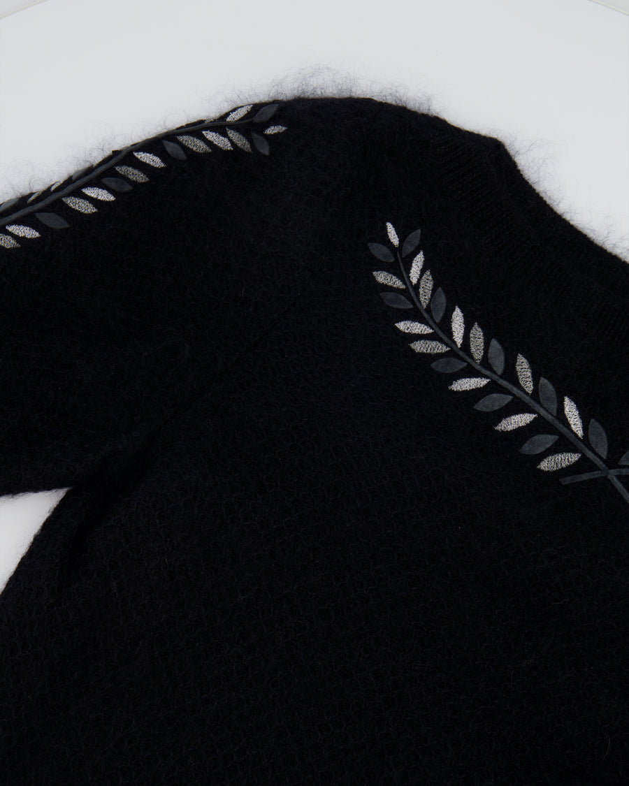 Chanel 16A Black Round Neck Jumper with Leaves Detail FR 36 (UK 8) RRP £1,600