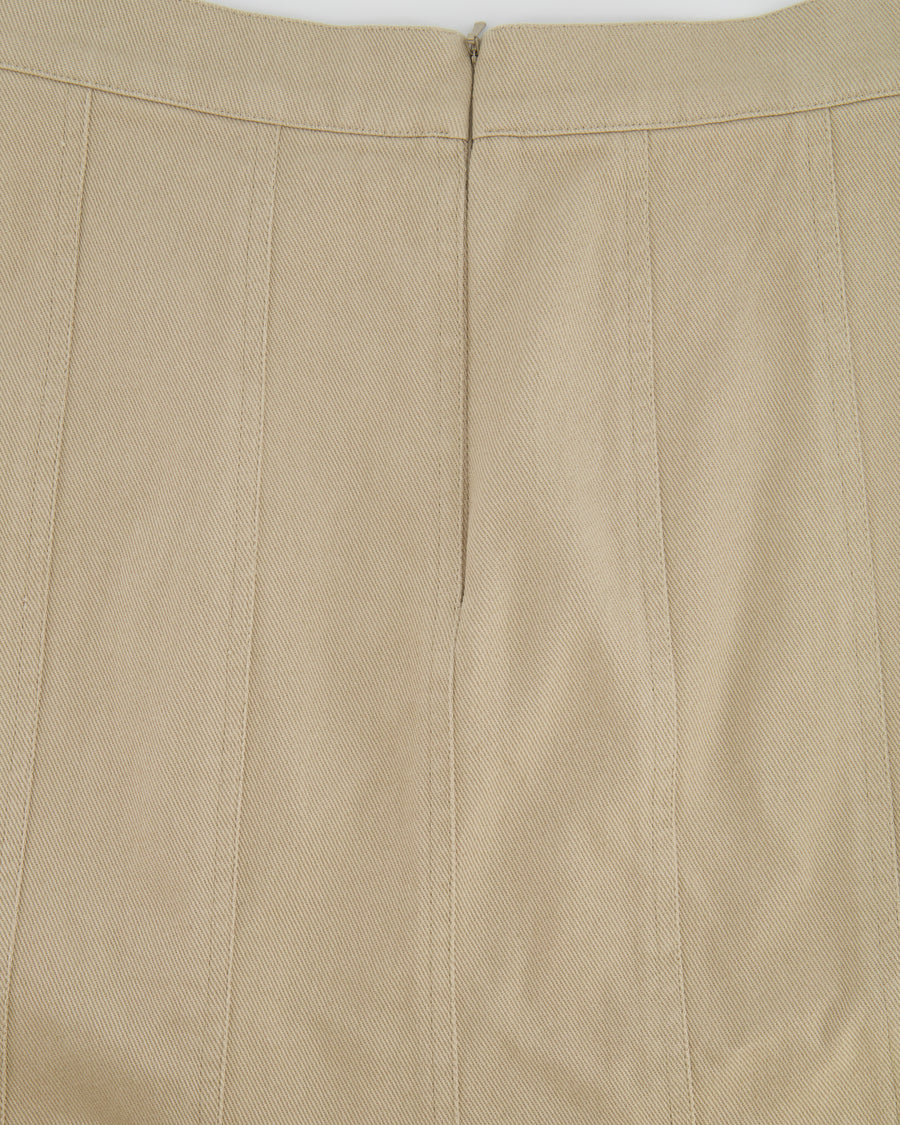 Max Mara Beige Denim Fish Tail Skirt with Fringe Hem Detail IT 36 (UK 4)