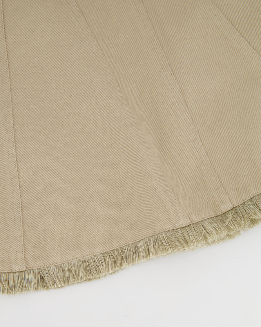 Max Mara Beige Denim Fish Tail Skirt with Fringe Hem Detail IT 36 (UK 4)