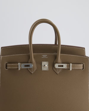 Hermès Birkin Sellier 25cm in Etoupe Epsom Leather with Contrast Stitching and Palladium Hardware