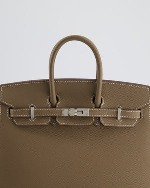 Hermès Birkin Sellier 25cm in Etoupe Epsom Leather with Contrast Stitching and Palladium Hardware