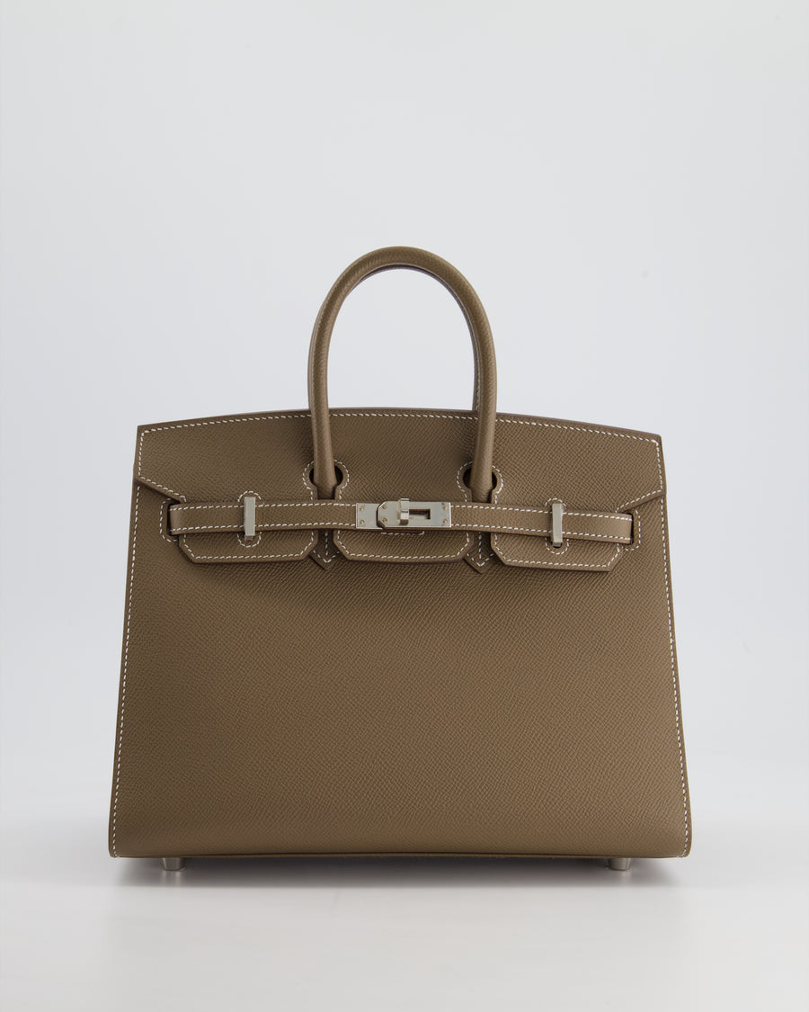 Hermès Birkin Sellier 25cm in Etoupe Epsom Leather with Contrast Stitching and Palladium Hardware