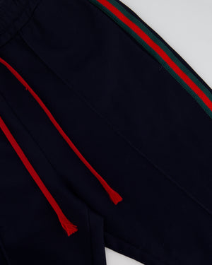 Gucci Red & Navy Blue Tracksuit with Side Stripe Trim and Cherry Embroidered Logo Detail Size XS (UK 6)