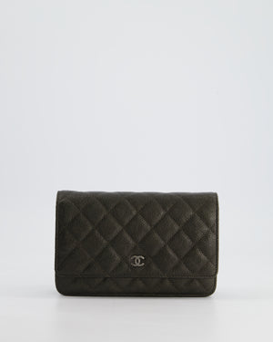 *HOT COLOUR* Chanel Metallic Stone Grey Wallet on Chain Bag in Caviar Leather with Ruthenium Hardware