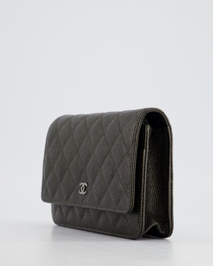 *HOT COLOUR* Chanel Metallic Stone Grey Wallet on Chain Bag in Caviar Leather with Ruthenium Hardware