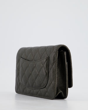 *HOT COLOUR* Chanel Metallic Stone Grey Wallet on Chain Bag in Caviar Leather with Ruthenium Hardware